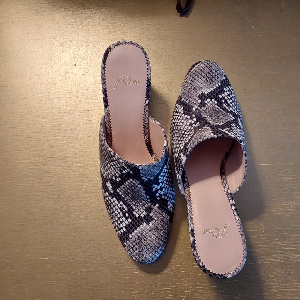 J. Crew nearly new snakeskin mules